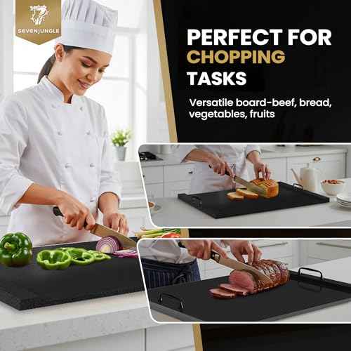 Noodle Board Stove Cover, 29.5" x 22" Wood Stove Top Covers with Handles for Electric & Gas Stoves, Easy to Clean Dual Purpose Kitchen Organizer. (Black)