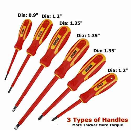 6-Piece 1000 Volts Insulated Screwdriver Set, Magnetic Tip Electrician Screwdriver Set, 4 Slotted and 2 Philips, with Plastic Supporter