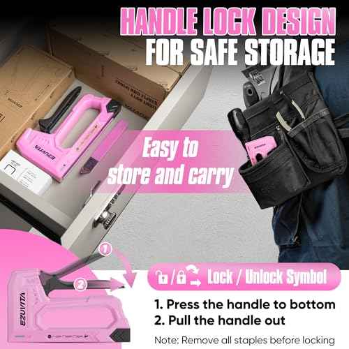 Light Duty Staple Gun for Wood, Pink Upholstery Staple Gun Kit with 2000pcs JT21 Staples 1/4, 5/16, 3/8 inch and Staple Remover, Stapler Gun for Crafts, DIY, Classroom, Decoration