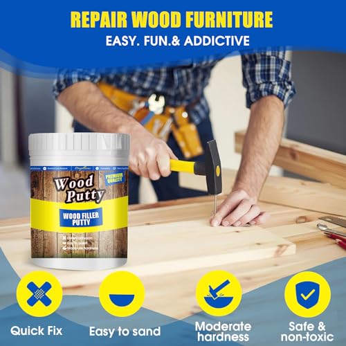 DEAPLLEONC White Wood Putty Filler - Paintable, Stainable. Repairs Holes, Cracks & Chips in Wood Furniture & Floors. 9.87 Ounce