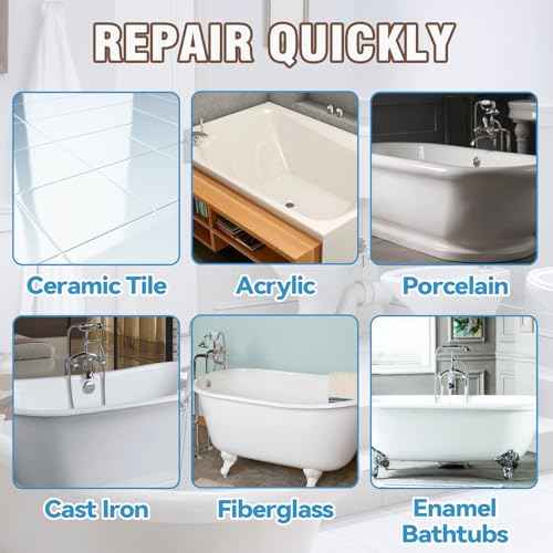 Tub and Tile Touch Up Paint, High-Gloss White Paint, Quick-Dry Repair Solution for Scratches and Chips on Bathtubs, Tiles, Sinks, Toilets, Porcelain, Enamel, Acrylic, and Cast Iron Surfaces