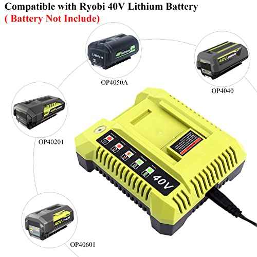OP401 Fast Charger Replacement for Ryobi 40V Battery Charger, Compatible with Ryobi 40V Lithium Battery OP4040 OP4050 OP4050A OP40601 OP4026 OP4015 OP4030 Tools Battery