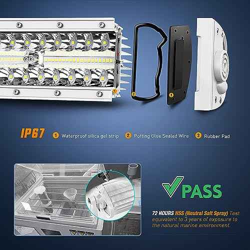 Nilight Marine LED Light Bar Navigation Lights 33 Inch Curved White Spot Flood Combo Ponton Boat Deck Dock Lighting for Night Fishing T-top Stern Yacht Sailboat Trucks Tractors