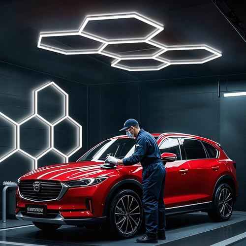 BRILLIHOOD Hexagon Garage Lights, LED Honeycomb Lights Ceiling, 192W, 23040LM, 6500K Super Bright, 5 Grid Systems Car Detailing Light for Garage Warehouse Workshop Basement Gym