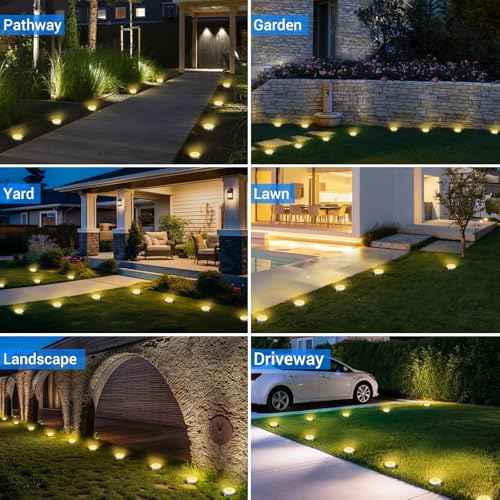 Peasur Solar Ground Lights Outdoor, 18 Pack Flat Solar Powered Disc Lights, IP68 Waterproof, Anti-Rust, Landscape Lighting for Pathway Garden Yard Lawn Walkway Landscape Driveway, Mini, Warm White