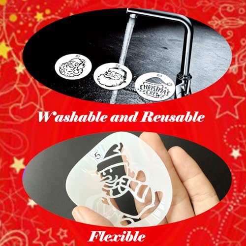 36PCS Small Christmas Stencils for Crafts Painting on Wood ? 3" Reusable Holiday Stencil Templates for Painting on Wood, Card, Paper, Fabric, Glass & Ornaments