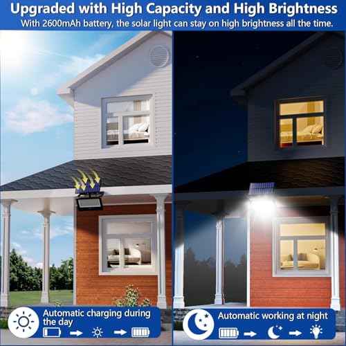 4 Pack Solar Outdoor LED Wall Lights,20W Motion Sensor Security Lights with 3 Lighting Modes Cordless LED Flood Light Solar Wall Lights Waterproof Solar Powered Lights for Wall Garden Garage