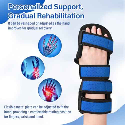 Resting Hand Splint, Hand Contracture Splint for Carpel Tunnel, Stroke Recovery, Arthritis, Tendinitis-Functional Support (Right, Medium)