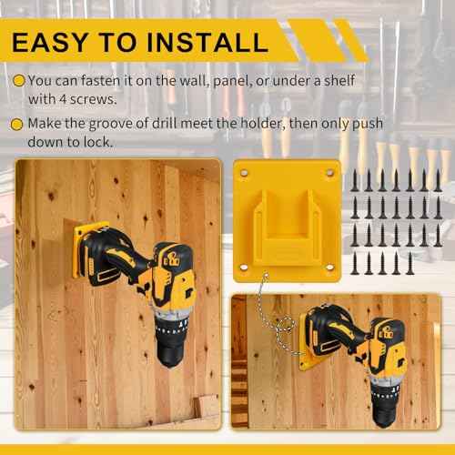 5 PCS Tool Holder Mount, Tool Holders Compatible with Dewalt 18V Li-ion Tools, Power Tool Holder Hanger with 20 Screws