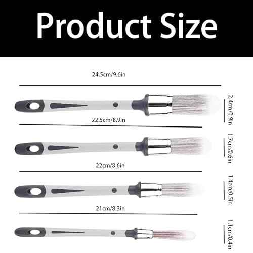 4-Pack Paint Brushes for Walls Painting - 0.4", 0.5", 0.6", 0.9", Trim Paint Brushes& Paint Edger Tool for Walls - Ideal for Baseboards, Furniture, Corners & Touch-Ups
