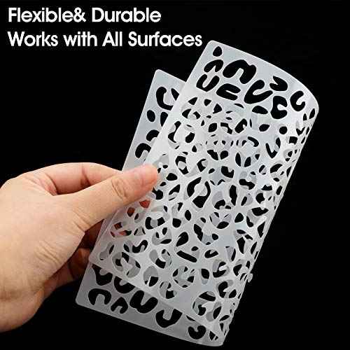 Zonon 4 Pieces Leopard Skin Stencil Reusable Cheetah Paint Stencil Template for Scrapbooking Fabric Drawing Tracing DIY Cake Furniture Wallpaper Floor Decor(8.3 x 11.7 Inch)