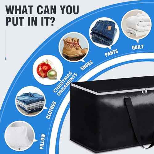 BlissTotes Moving Bags, Heavy Duty Moving Boxes with Zippers Top and Sturdy Handles, Storage Bags for Space Saving and Packing, Collapsible Moving Supplies, Storage Totes (76L, 10-Pack, Black)