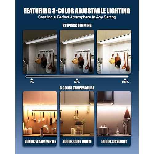 30 Inch LED Under Cabinet Light, Plug in Kitchen Lighting, 3CCT Selectable (3000K/4000K/5000K), CRI94 High Color Accuracy, Linkable, Slim Design, Matte White