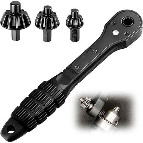 3 in 1 Drill Chuck Ratchet Wrench, Drill Press Chuck Key, Replacement Tool for Electric Drills & Power Tools with Extended Arm for Added Torque (All Size)