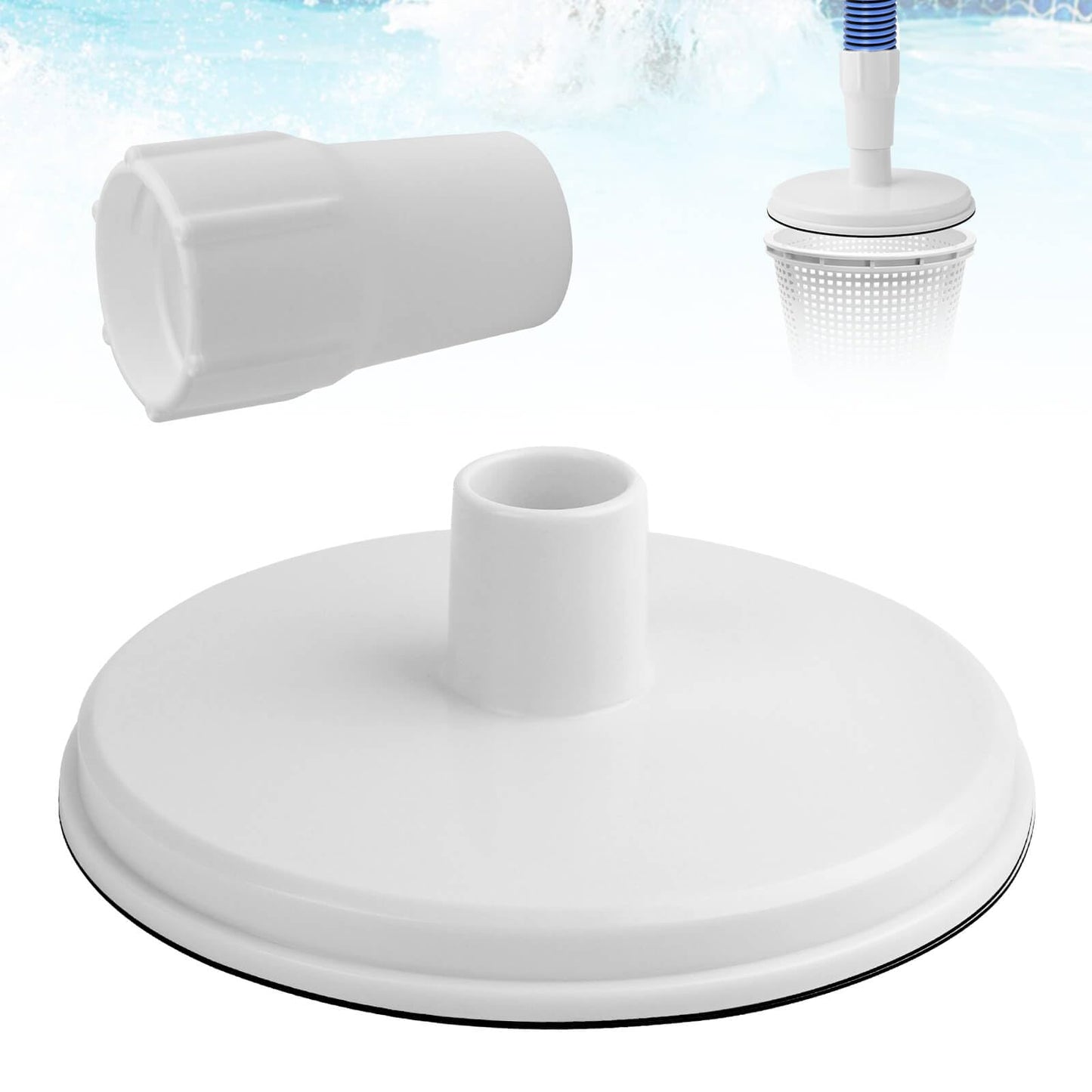 SP1106 Pool Skimmer Vacuum Plate and 1-1/2" Pool Spiral Wound Vacuum Hose Cuff for Hayward SP1082 1084 1085 1075 In-Ground Pool Skimmer - Connects Vacuum Head & Skimmer Threaded ABS Plastic