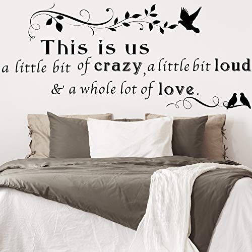 This is Us Crazy Loud Love Wall Stickers Family Lettering Wall Decals Inspirational Saying Stickers for Living Bedroom Home Decorations
