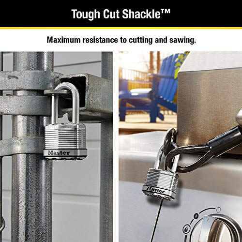 Master Lock Silver Magnum Outdoor Padlock with Key, Keyed Alike Gate Locks for Outdoor Fence or Shed with Long Shackle, 4 Pack, M1XQLFCCSEN