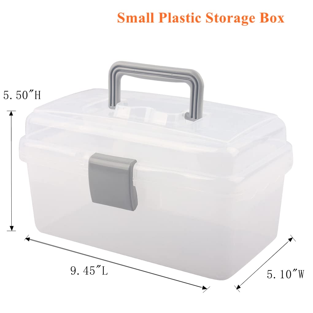 BangQiao Multipurpose Plastic Storage Container Box with Handle and Latch Lock, Clear Gray