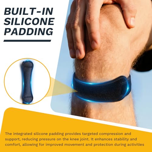 Patellar Tendon Support Strap, Adjustable Knee Support Strap Patella Band for Tendonitis, Sports, Workouts & Daily Knee Pain Relief Men Women, Extended Fit (Larger Knees) XL, 2 Pack