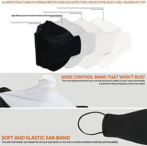 AIRAID-KF94 [Individually Wrapped] - Made in Korea, 4-Layer Filter, 3D Face Mask, Black, White, Adult and Older Teens