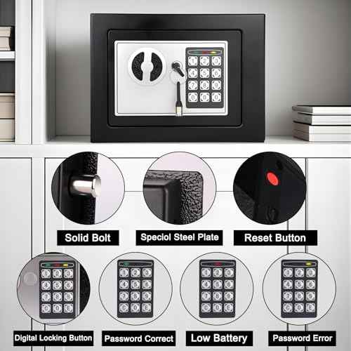 Mini Electronic Safe Box with Digital Keypad & Keys, Small Safe Deposit Boxes with Coin Slot, Safety Boxes for Home Office Dorm, Drop-resistant & Durable, For Cash, Jewelry, Passport