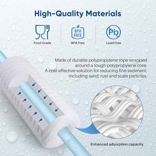 PUREPLUS 5 Micron 10 x 4.5 Whole House String Wound Sediment Filter for Well Water, Replacement Cartridge for 84637, WPX5BB97P, PC10, 355214-45, 355215-45, WP10BB97P, WP5BB97P, 4Pack