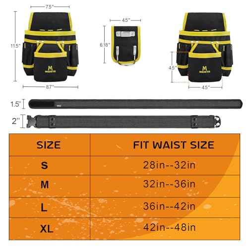MOZETO Tool Belt, Dual Quick-Release 26 Pockets Electrician Belts for Men, Heavy Duty Construction Carpenter Tool Belts (36"-42")