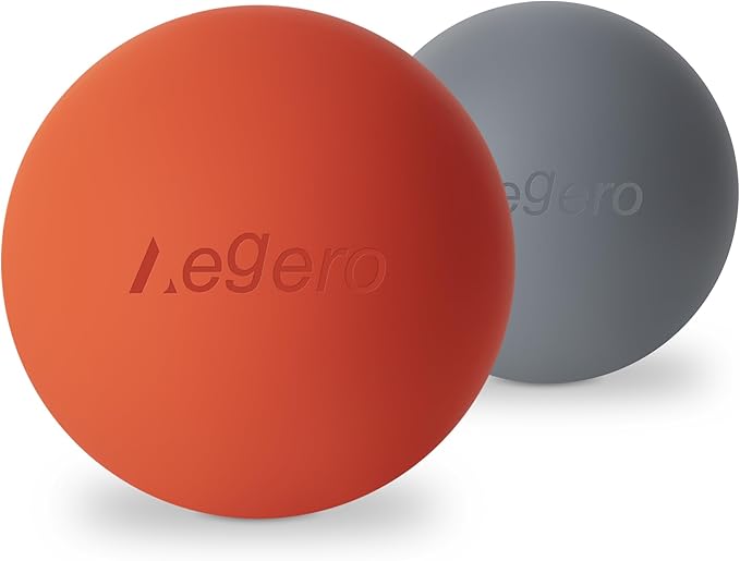 Massage Lacrosse Balls for Myofascial Release,Yoga Deep Tissue Massage,Trigger Point Therapy and Foot Plantar Fasciitis,Muscle Soreness Massager Ball (2Pack,Orange and Grey)