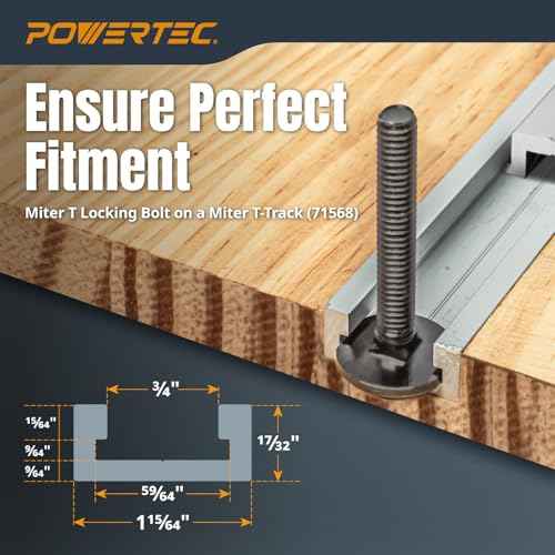 POWERTEC 48" Miter T Track w/ T-Bar for Table Saw, Router Table, Band Saw, Works with 3/4¡± x 3/8¡± Miter T Slot, Miter Gauge, T Track Accessories for Woodworking and Sliding Jigs, 1 Set (71156V)
