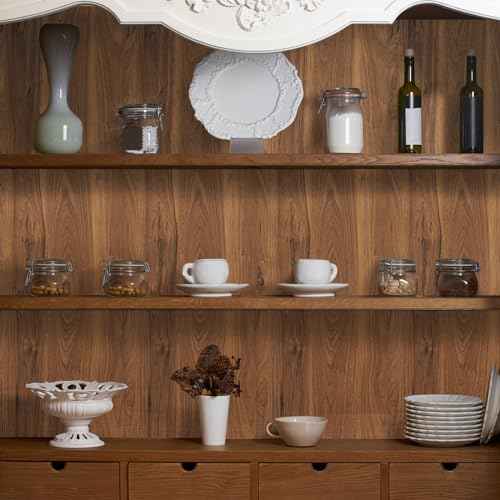 TANONE Wood Grain Contact Paper Thickened Wood Peel and Stick Wallpaper, Easy to Install Self-Adhesive Decorative Vinyl Film Wall Paper, Waterproof & Durable for Furniture Covering 15.7'' X 118''