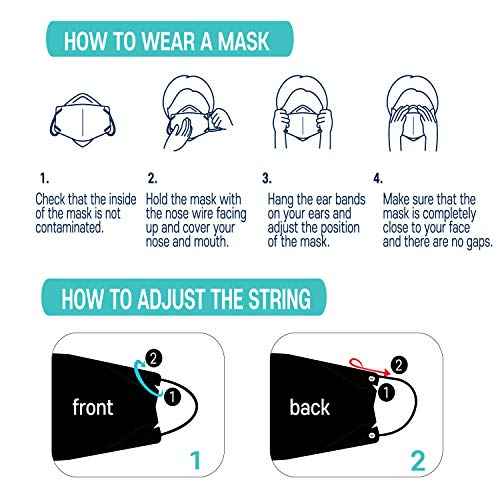 INT 30 Pack, Black Face Mask Certified, 4-Layered Face Safety, Patented Adjustable Earloop, Individually Sealed Package made in Korea