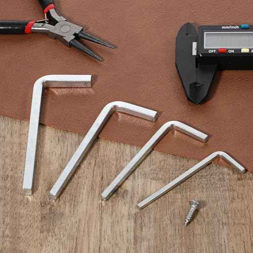 4 PCS Square Head Wrench Set (0.12in 0.16in 0.2in 0.24in), Square Head Screwdriver L Shaped Square-Key Kit Chrome Vanadium Steel L Shaped Screwdriver Reliable Elbow Wrench Set for Pocket Hole Screws