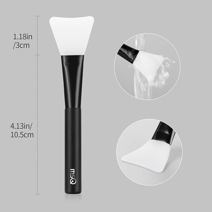MSQ Silicone Face Mask Brush, Soft Facial Cleansing Scrubber, Facial Mask Brush for Mud, Clay, Charcoal Mixed Mask, DIY, Skincare Applicator Tools (Black 1PC)
