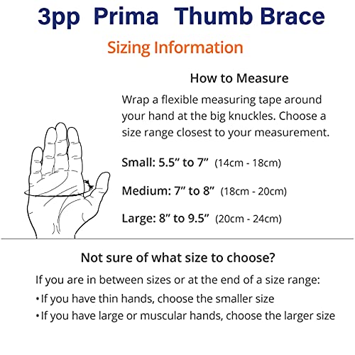 3pp Prima Thumb Brace, Adjustable Brace for CMC Thumb Arthritis and Other Injuries, Left Hand, Size Small
