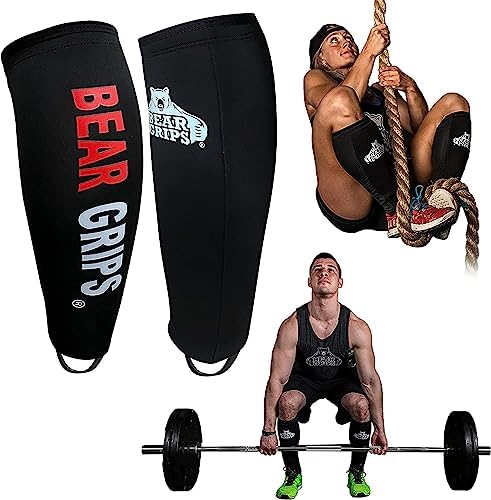 Bear Grips Deadlift Shin Guards - Breathable Gym Equipment Rope Climbing Shin Guard for Men and Women - Injury Prevention Calf Support Shin Guard Sleeves for Ultimate Shin Protection