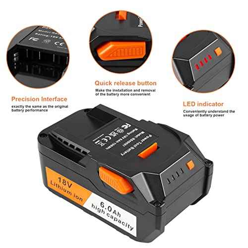Fancy Buying 2 Pack 6.0Ah Replacement for Ridgid 18V Battery R840083 R840084 R840085 R840086 R840087 R840095 R86092 AC840087P Cordless Drill Tools Battery