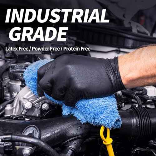 Basic Vinyl Exam Gloves, 4 mil Safty Glove Latex-Free & Powder-Free, SGBE 8004 Synmax Disposable Medical Glove X-Large, Black (Pack of 10,1000 units)
