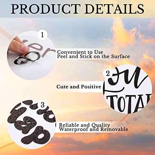 10 Pcs Inspirational Wall Decals Peel and Stick Vinyl Positive Quotes Wall Decor Removable Waterproof Motivational Window Stickers for Bedroom Office School Classroom Living Room Bathroom