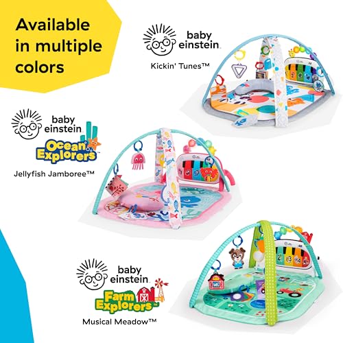 Baby Einstein Farm Explorers 4-in-1 Kickin’ Tunes Musical Meadow Music & Language Discovery Gym, Ages 0 Months and Up