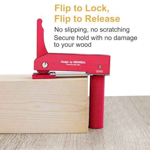 Bench Dog Clamp,3/4"(19mm) Bench Dog Hole Clamp for Woodworking, Adjustable Quick-Lock Bench Clamps for Woodworking, Non-Marring Pads, Long Handle Holdfast for MFT Table (6-Piece Set)