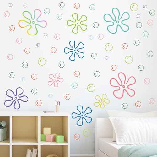 187PCS Flower Bubbles Wall Decals Under The Sea Birthday Party Decorations Ocean Wall Stickers Wall Decor for Bathroom Nursery Bedroom Home Classroom Car