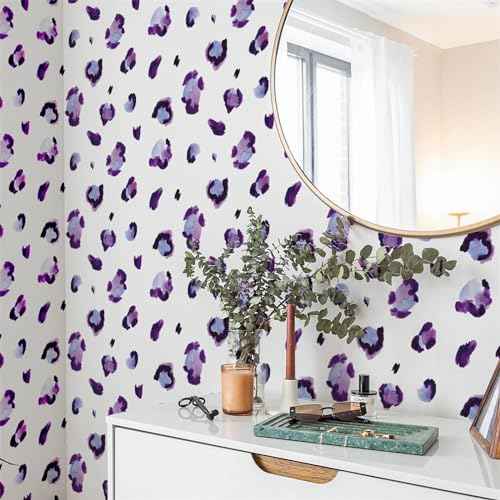 6 Sheets 180 Pcs Purple Leopard Print Wall Stickers, sacinora Animal Spot DIY Speckles Wall Decal Removable Vinyl Peel and Stick for Living Room Bedroom Playroom Furniture Refrigerator Home Decoration