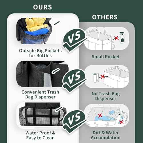 Large Cleaning Caddy Bag, Wearable Cleaning Supplies Organizer with Shoulder and Waist Straps, Multiple Compartments Organizer Tote with Detachable Divider for Cleaners (Black)