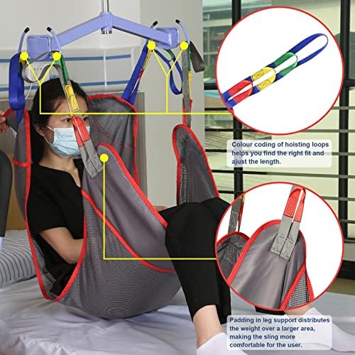 Universal Full Body Patient Lift Sling, Mesh Fabric Patient Sling Transfer and Bathing aids, 500lb Weight Capacity (Large)