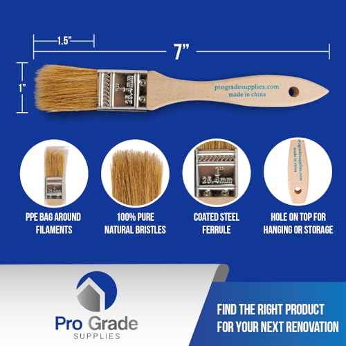 Pro Grade - Chip Paint Brushes - 12 Ea 1 Inch Chip Paint Brush Light Brown