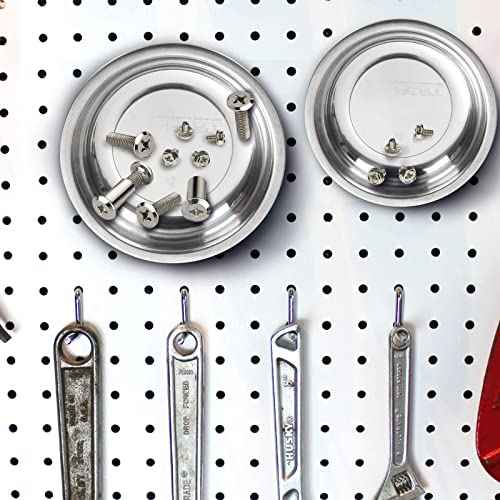 5 Pack 4.3 Inch Magnetic Parts Tray Craftsman Magnetic Tray for Mechanics Magnetic Screw Holder Magnetic Bowl for Screws Bolt Magnetic Tool Tray Stainless Steel Magnet Tray Round Magnetic Dish