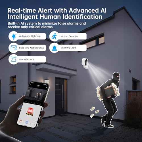 Security Cameras Wireless Outdoor,2K Color Night Vision AI Motion Detection Spotlight Siren Alarm,5G/2.4G WiFi Home Indoor Camera Two-Way Audio,Use Alone or with Recmoment HomeBase