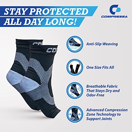 Compressa Compression Socks for Women & Men - Ankle Compression Sleeve with Premium Non-Slip Support Joint Pain, Muscle Recovery, Arthritis Relief, Injury Recovery, & More (3 Pairs - Open Toe)