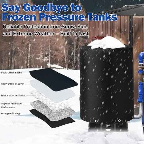 24"D x 34"H Round Well Pressure Tank Cover(5¡ÆF) - Insulated Well Pump Cover, Thickened 3 Layers Water Well Tank Covers for Outdoor Winter Freeze Protection (Black)