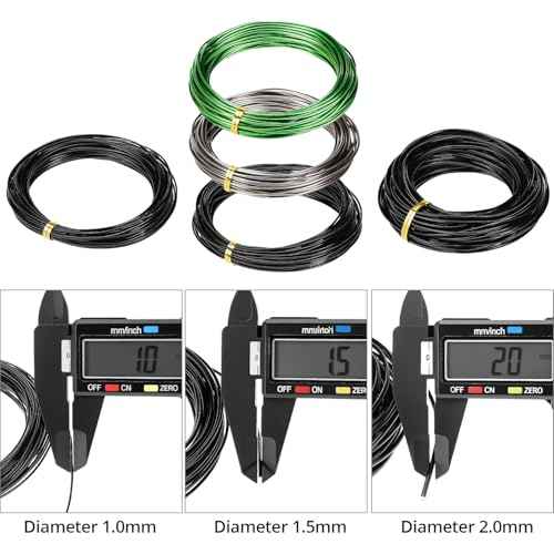 QWORK Bonsai Training Wire with Wire Cutter - 5 Rolls, Total 164 Feet Aluminum Wire 1/1.5/2.0 mm
